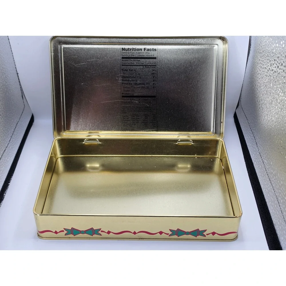 Vintage Barbie Happy Holidays 1996 Russell Stover Candies Tin Gold *Empty